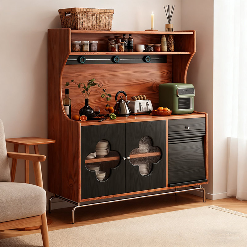 Garde-manger en bois de frêne massif avec base en acier inoxydable