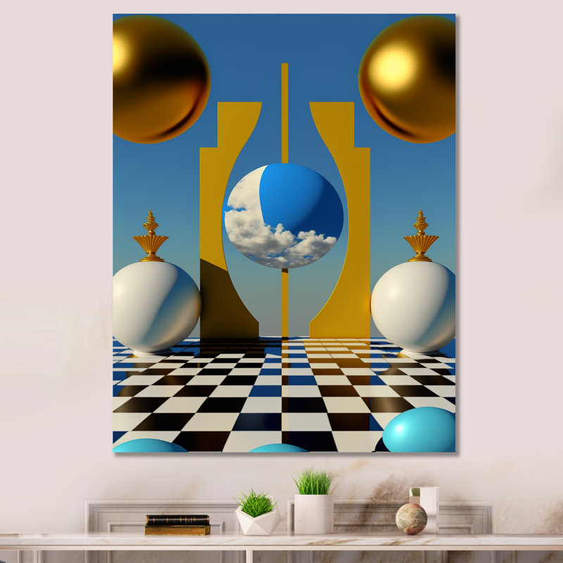 Golden Spheres Infinity III - reproduction sur toile, H 40 po x l 30 po x P 1,5 po, Toile tendue