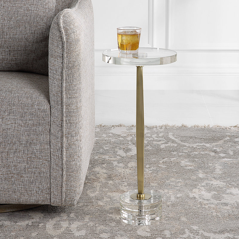 Table de bout à piédestal en verre de 23,75 po de hauteur Raciel