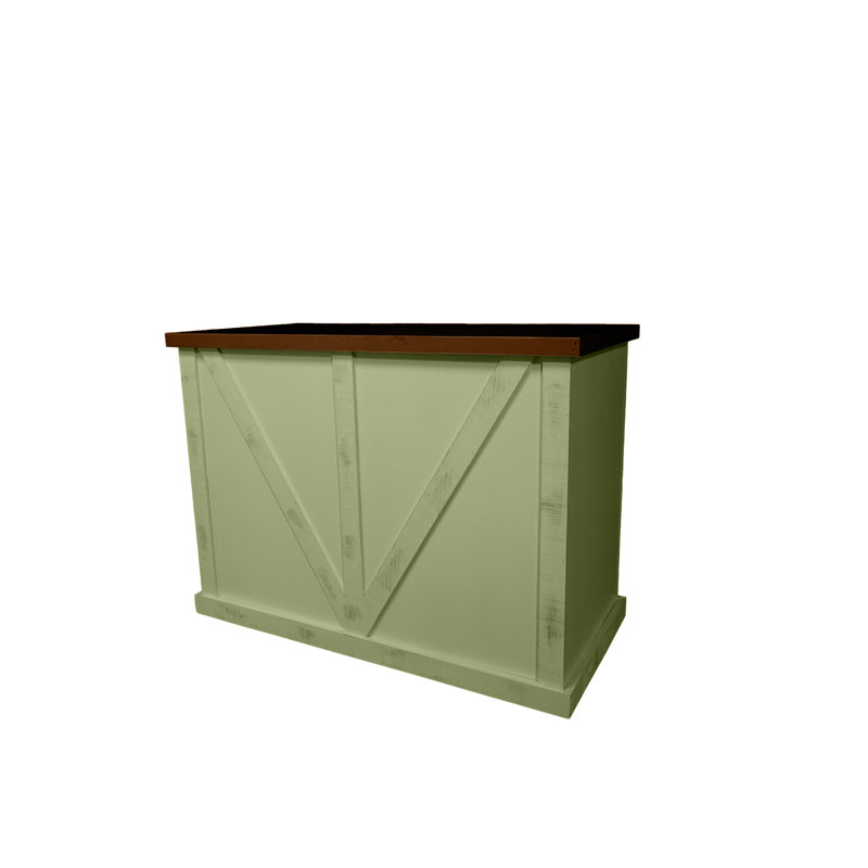 Farmhouse 60" Solid Wood Kicthen Island with trash bin compartment, Summer Sage