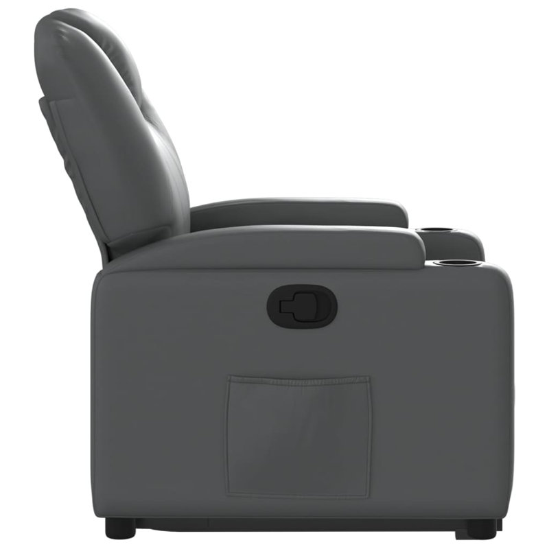 Kailun Faux Leather Lift Assist Recliner, Gray Faux Leather, Manual Reclining