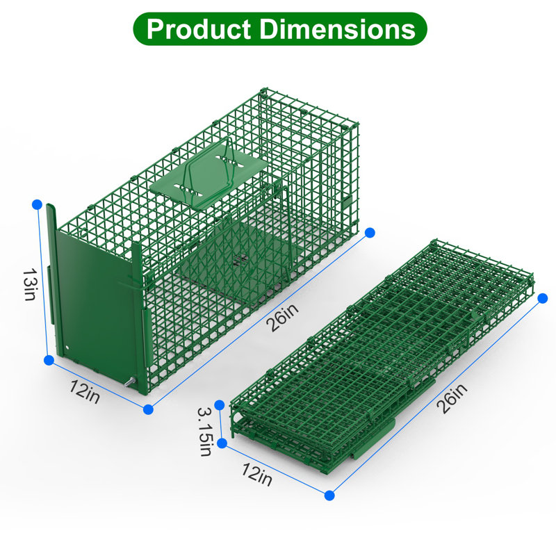 26x12x13in 1 Door Live Animal Trap, Green