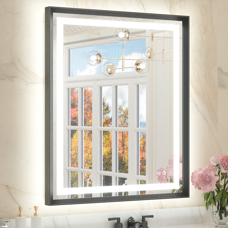 Miroir de salle de bain Dineen, Noir, 36 po x 28 po