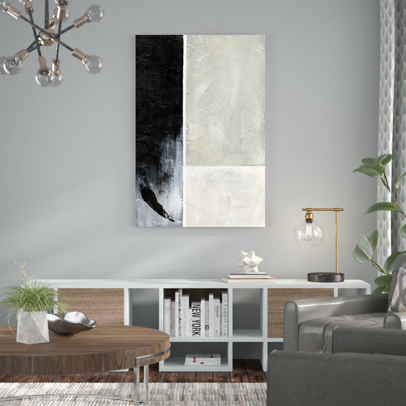 Noir neutre abstrait, H 48 po x l 32 po