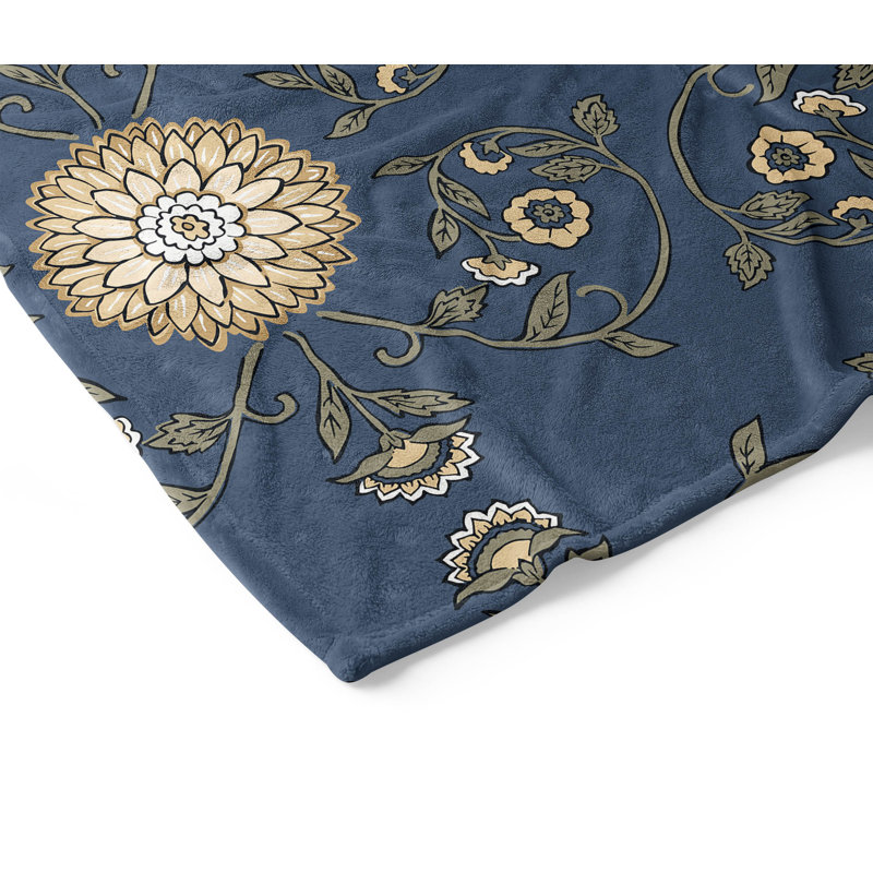 Couverture légère en velours de coton Ezimea, L 60 po x l 50 po, Blue