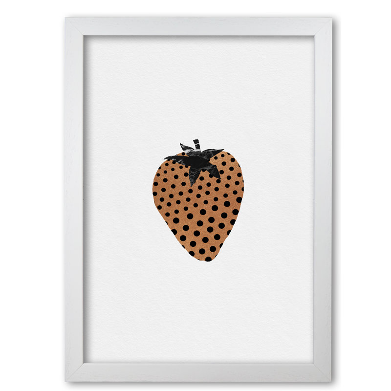 Strawberry Fruit Illustration - Print, 42 cm H x 30 cm W x 5 cm D, White Grain Frame