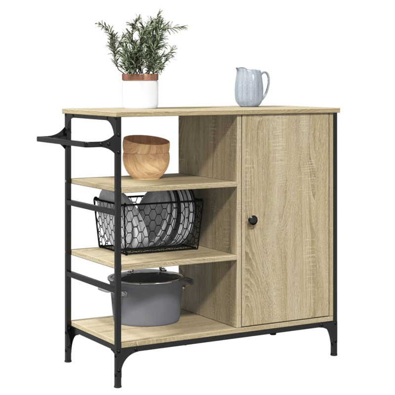 Stirum Metal Bar Cart, Sonoma Oak