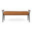 Banc rembourré moderne brun avec accoudoirs en bois et pieds en métal
