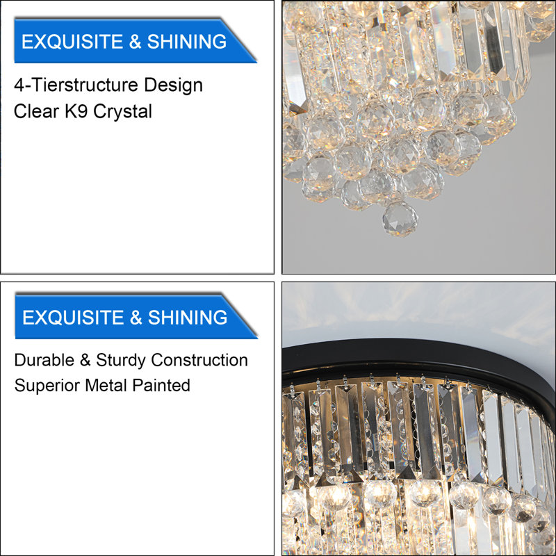 Jadielys Crystal Flush Mount, Black
