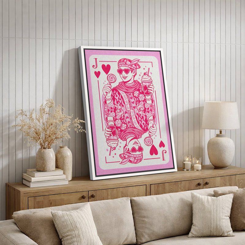 Rose, carte à jouer, art Pop Art figure, chambre d'enfant, impression sur toile encadrée, H 36 po x l 24 po x P 1,5 po