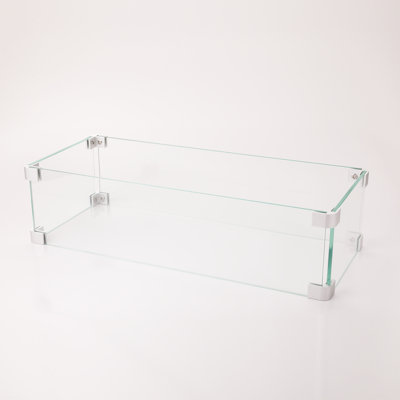 19.1" Rectangular Glass Flame Guard(Glass) - Tempered Glass Wind Guard and Aluminum Profiles