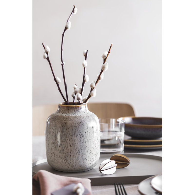 Villeroy & Boch Lave Home Collection Shoulder Vase, Premium Porcelain, Pottery Look, 5 x 6 in, 41.5oz Capacity, Beige