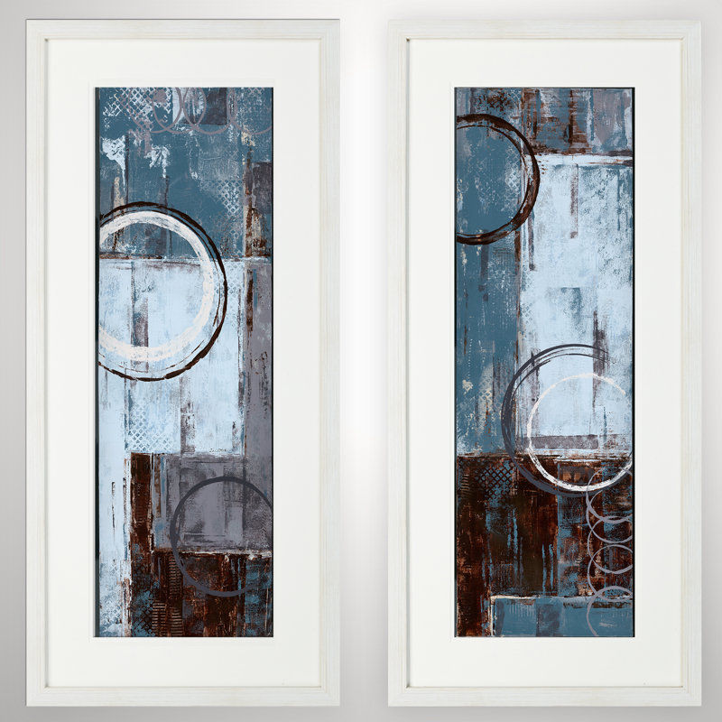 « Cool Dance? », ensemble de 2 reproductions de peintures à l'acrylique encadrées, Blanc