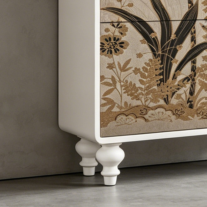 Armoire à chaussures en bois massif de style français pour vestibule, Ivory