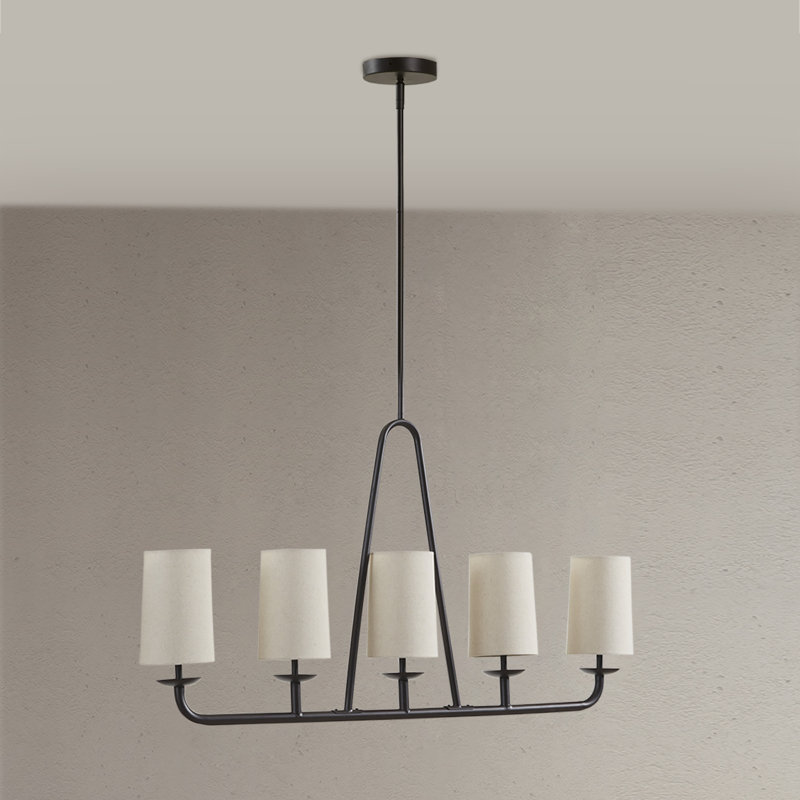 Serenitie Bronze Linear Chandelier with Tapered Drum Shades