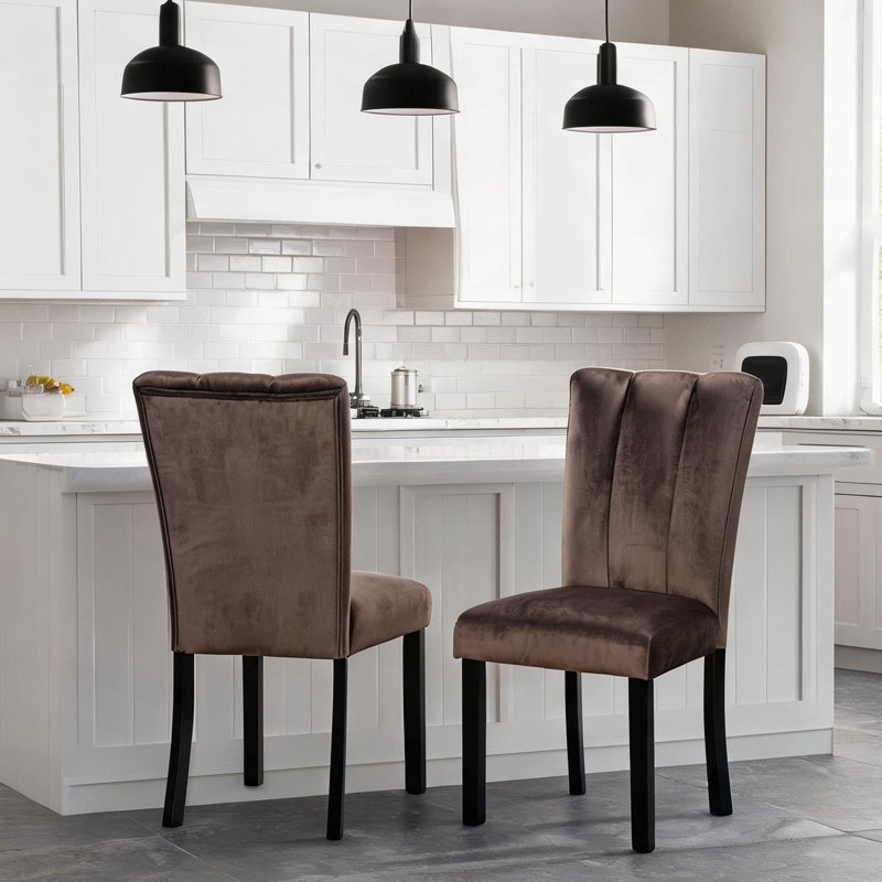 Ensemble de chaises de salle à manger en velours cèdre brun (ensemble de 2)