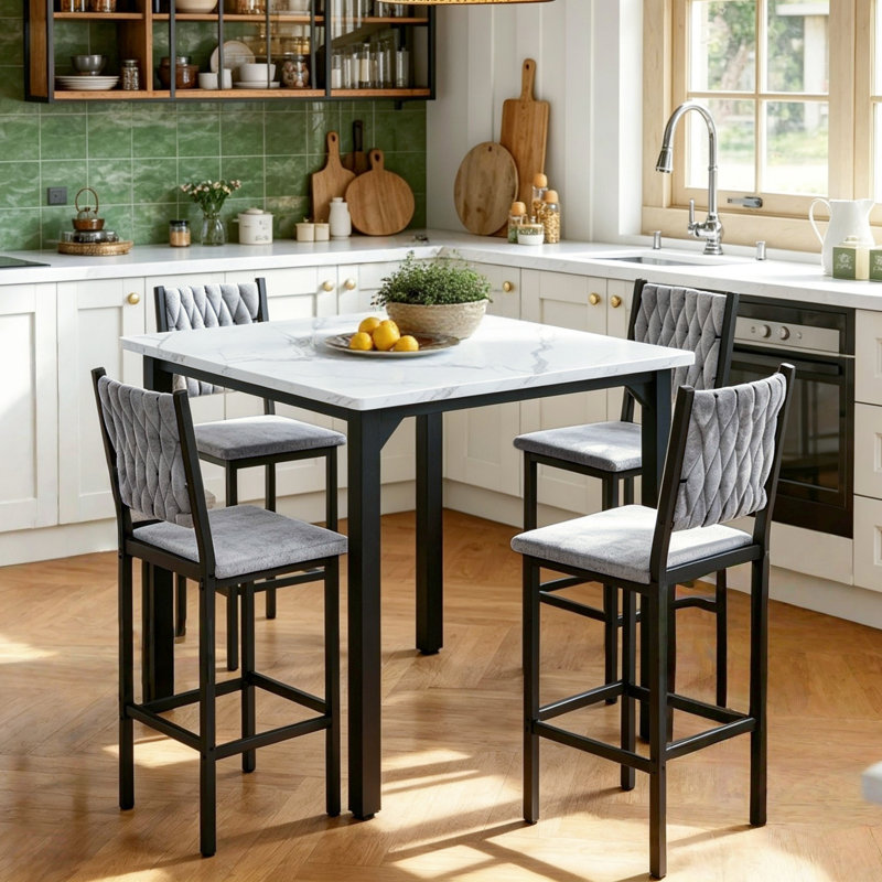 Ensemble de table de salle à manger 5 pièces Modern, Blanc minimaliste