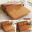 Canapé-lit en velours côtelé de 135 cm de large, canapé-lit convertible 3 en 1 avec coussin de dossier, accoudoirs ronds en bois avec plateau (orange)-1834571286