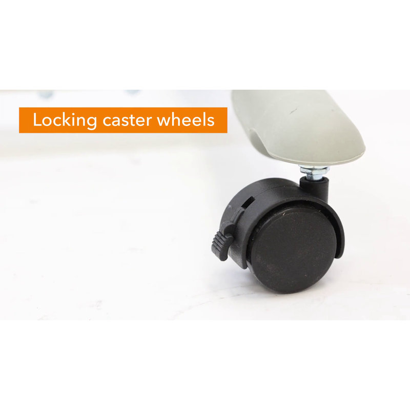 White Adjustable Height Laptop Cart with Drawer and Casters