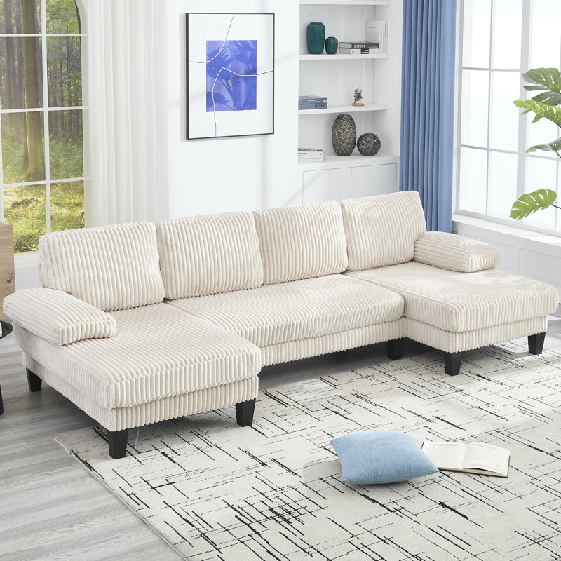 114 po Canapé modulaire convertible en U 114 po Cloud Couch, Blanc