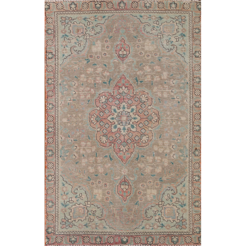 Tapis rétro persan Tabriz noué à la main 3 x 5