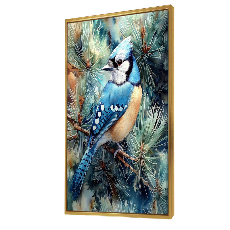 Wetherby - oiseau, art mural, H 60 po x l 28 po, Reproduction encadrée sans passe-partout, Or