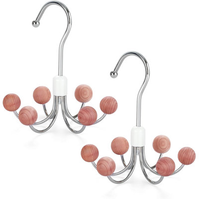 Hoodie Hangers 2-Pack With 6 Cedar Balls, 360°Swivel Purse Hanger, Scarf Hanger, Closet Hooks, Handbag Organizer, Bra Hanger, Accessory Organizers