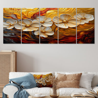 Fleurs d'or dorées - fleurs sauvages - Art mural traditionnel