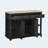 47 inch Kitchen Island with Extendable Dining Table, Rubber Wood Veneer Kitchen Table with Internal Storage Rack, Power Outlet, Kitchen island with Storage 2 Drawers 2 Cabinet, Black-1817051557