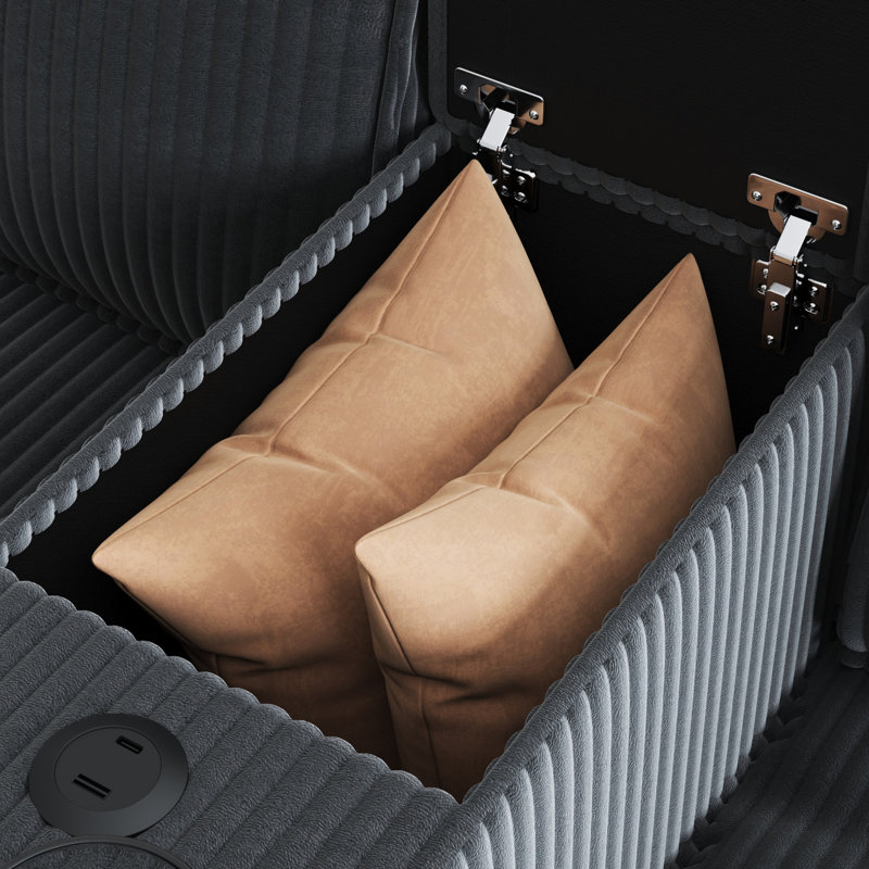 Velours côtelé en forme de L 6 133,4 po x 94,4 po avec grand espace de rangement, siège réglable, structure en fer doux gris, rangement rapide, sièges interchangeables, rembourrage en mousse, base, simple