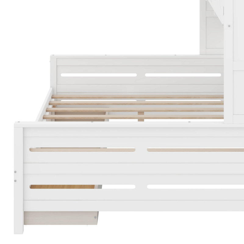 Lit de jour en bois avec tiroirs, Lit double, Blanc
