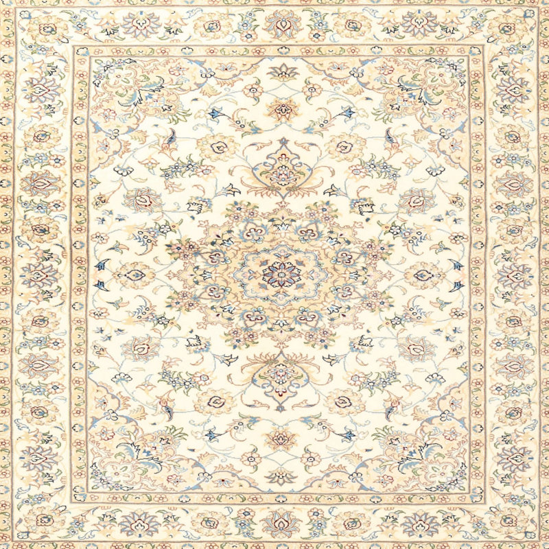 Tapis gris/beige traditionnel Bundine, Carré 3 pi