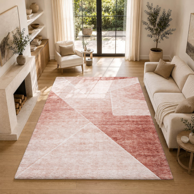 Tapis à poil long de qualité supérieure lavable à la machine ADS779, Saumon, 10 pi x 14 pi