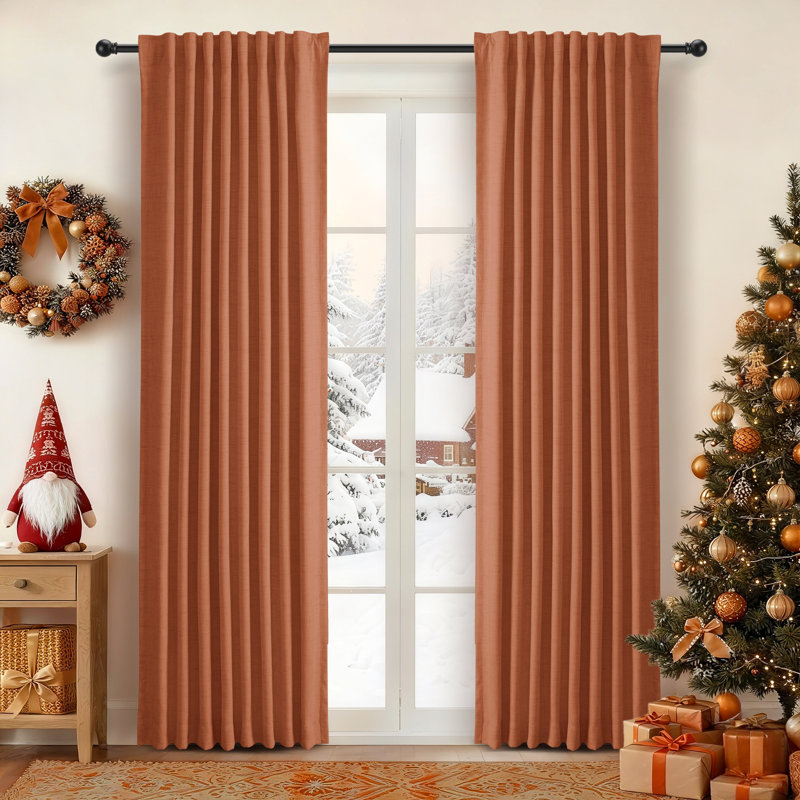 Isio 52" W 100% Blackout Curtain Panel, Thermal Insulated Rod Pocket, 52" W x 84" L, Orange