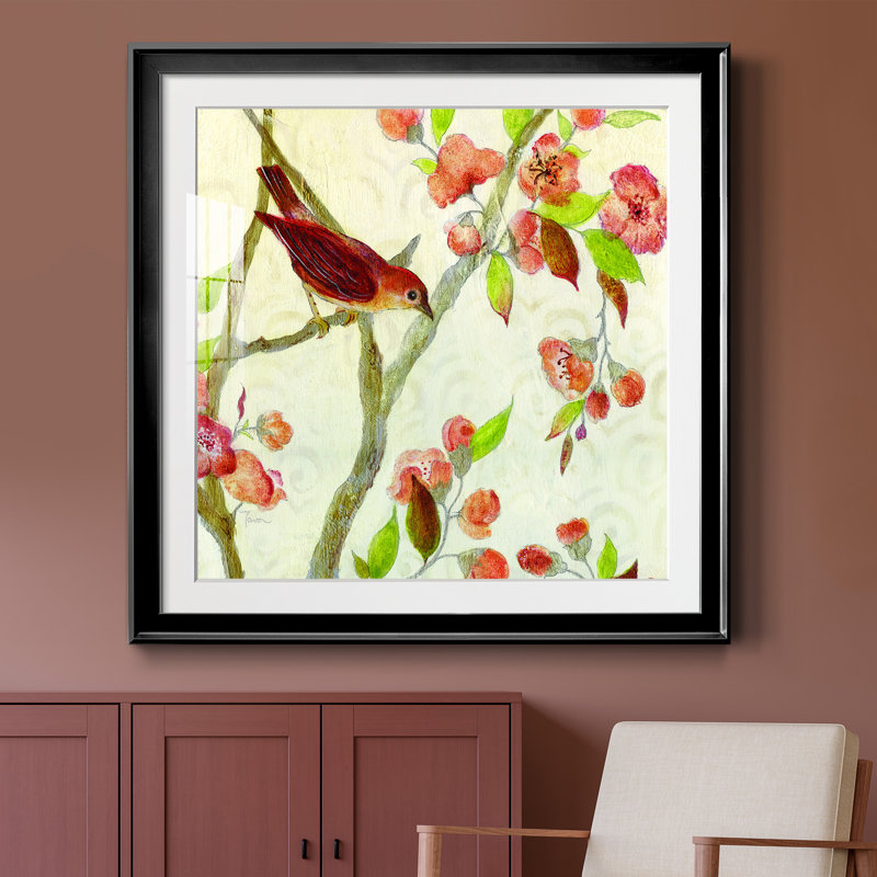 Song of Spring Red Morning - Reproduction d'art sur papier encadrée, H 26,5 po x l 26,5 po x P 1,5 po, Papier encadré noir