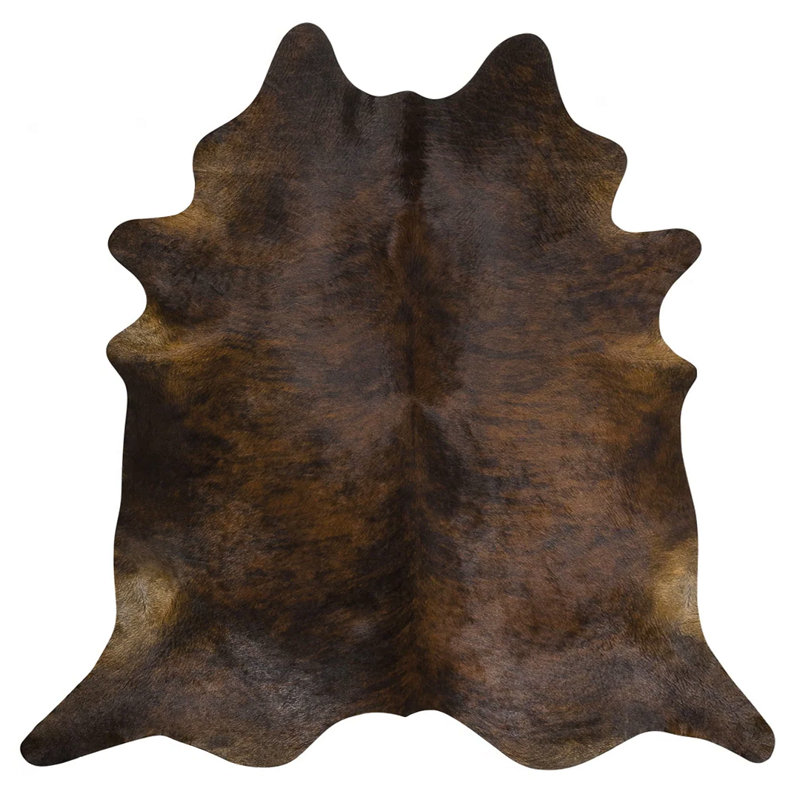 Tapis en cuir de vache foncé Haddix, Nouveauté 7 pi x 8 pi 6 po