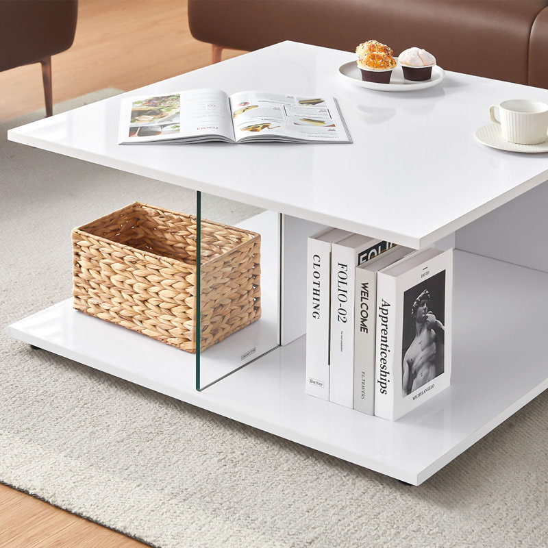 Coffee Table with Storage, White