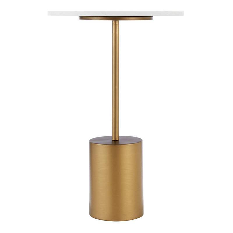 Table d'appoint moderne Julianna Midcentury avec base en métal doré et plateau en marbre véritable