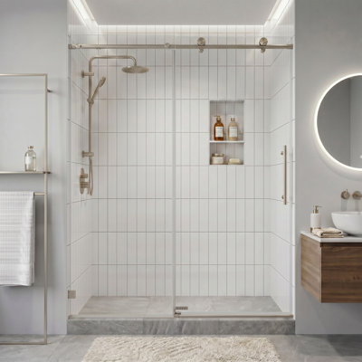 56-60 in. W x 74 in. H Single Sliding Frameless Shower Door