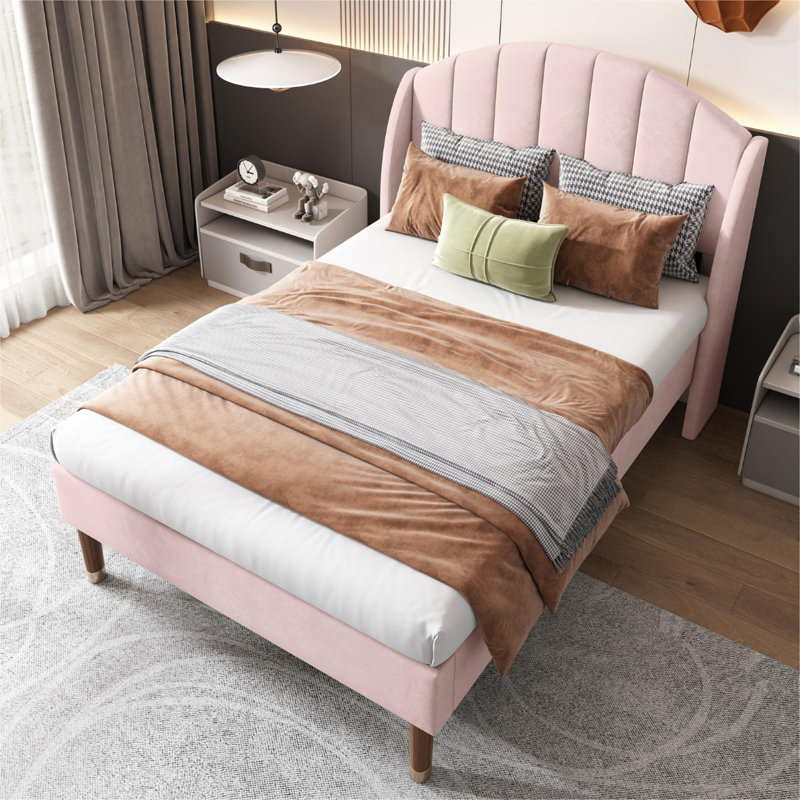 Upholstered Bed, Pink, Single (3')