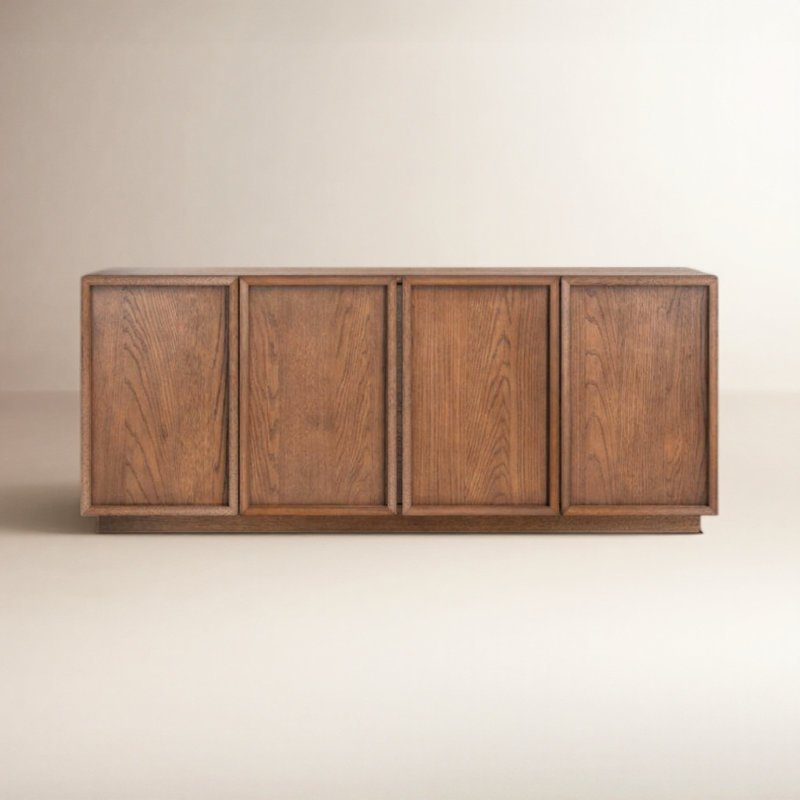 Bronwyn 4 Door Wood Media Stand, Medium Oak