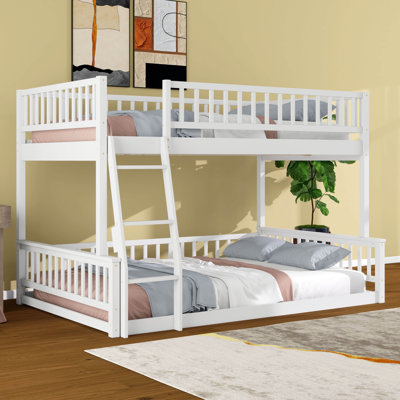 Full XL Over Queen Bunk Bed With Ladder And Guardrails