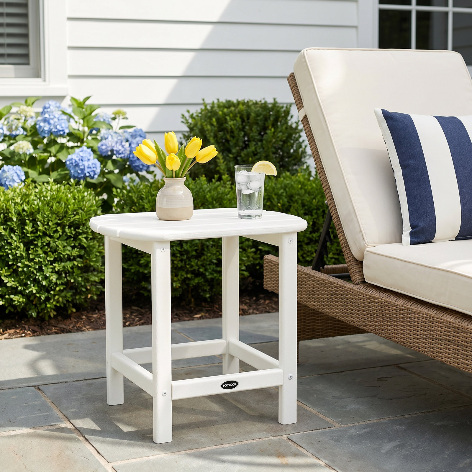 POLYWOOD® South Beach 15" Patio Side Table, White