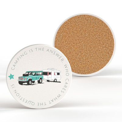 CAMPER CAMPING IS THE ANSWER 2 COASTER 100X100