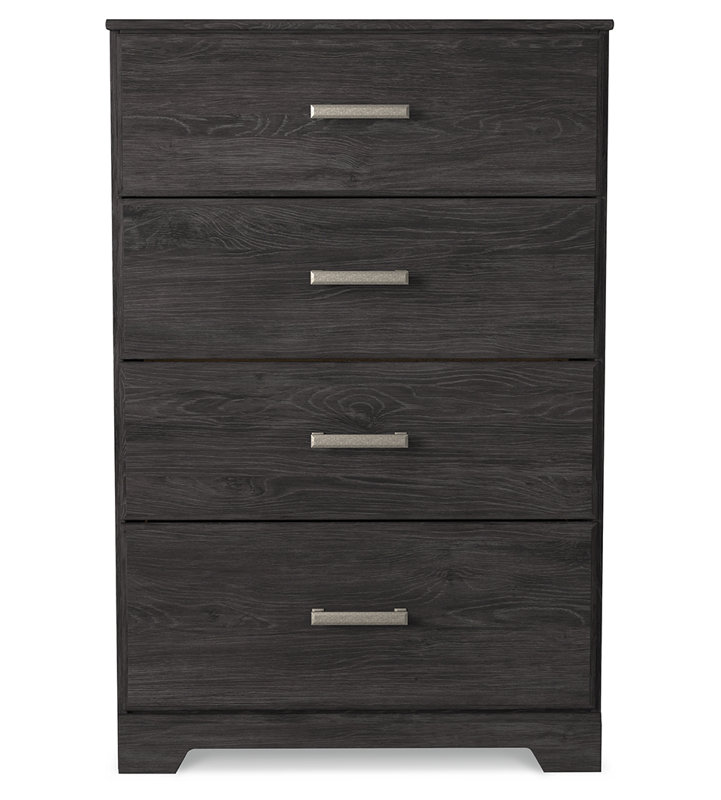 Eria 30.24'' W 4 - Drawer Dresser, Black/Nickel
