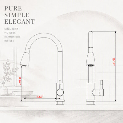Élégant robinet de cuisine rétractable avec pulvérisateur, acier inoxydable durable et finition or brossé