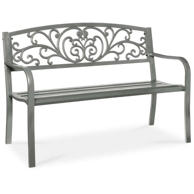 Banc de jardin en acier pour l'extérieur, Gris