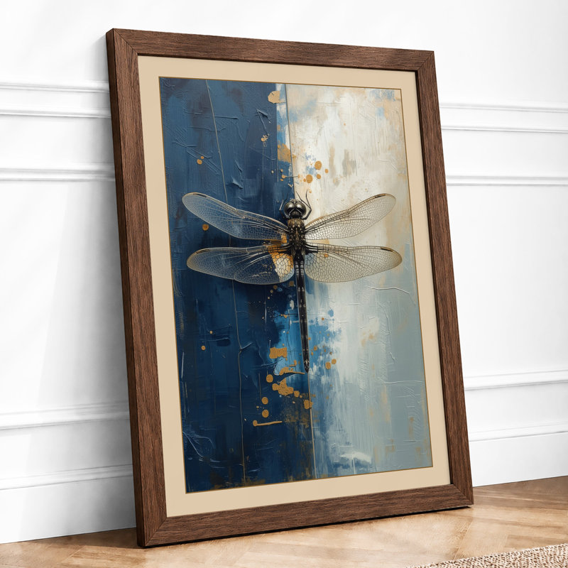 Dragonfly in Light Botanical - Framed Print, A3 - 42.0 x 29.7 cm, Walnut