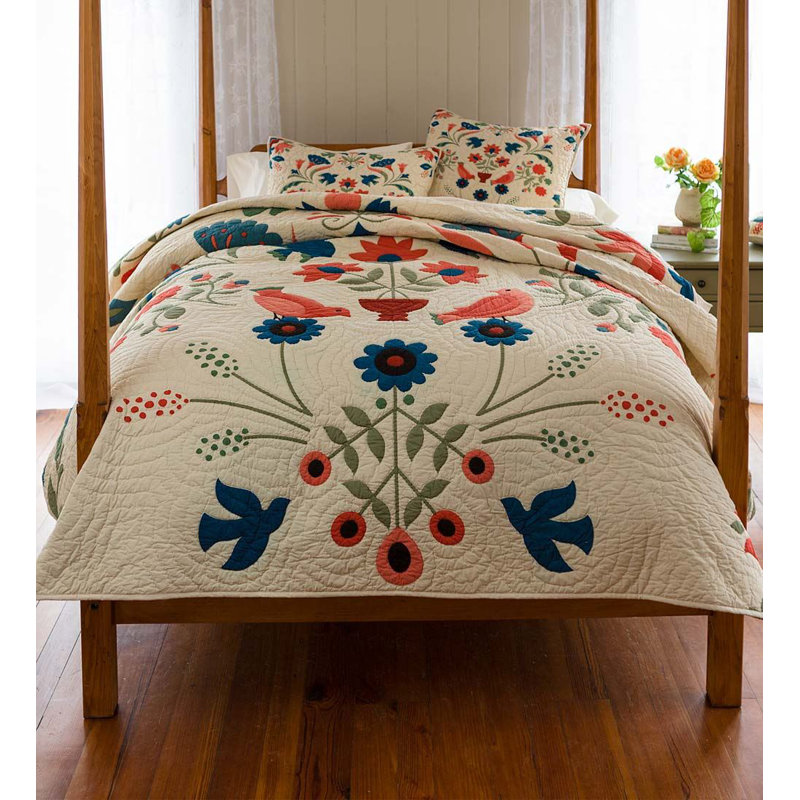 Ensemble de courtepointe art folklore Ansley, Courtepointe double/grand et 2 taies décoratives