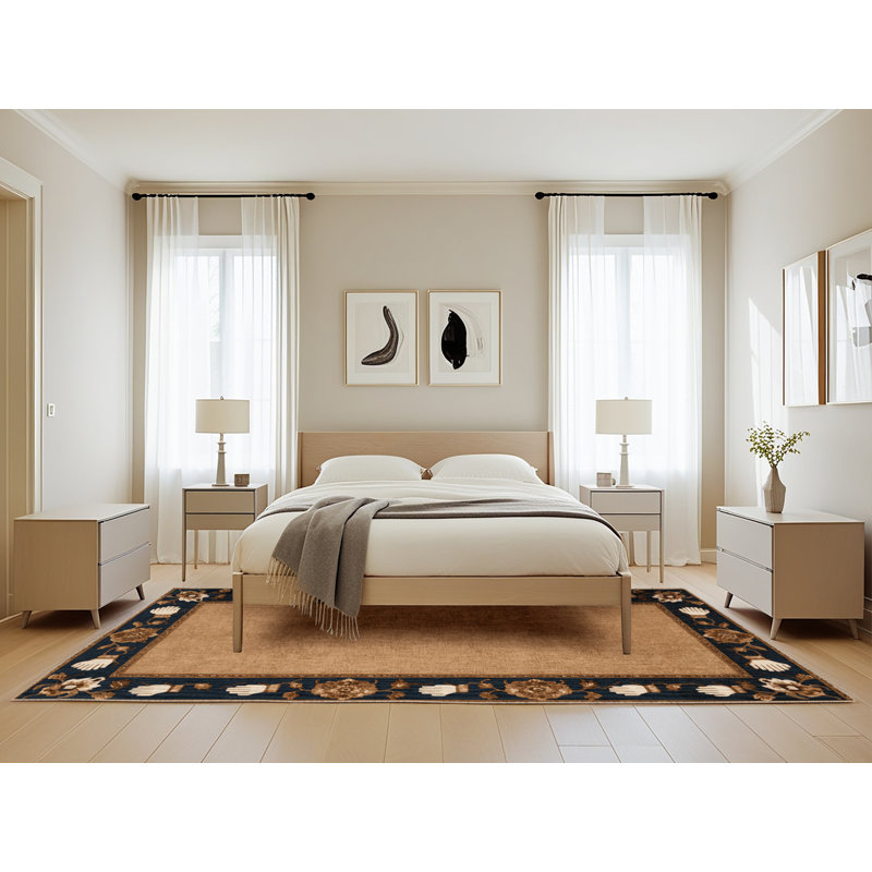Tapis brun français lavable à la machine, Rectangle 5 pi x 8 pi